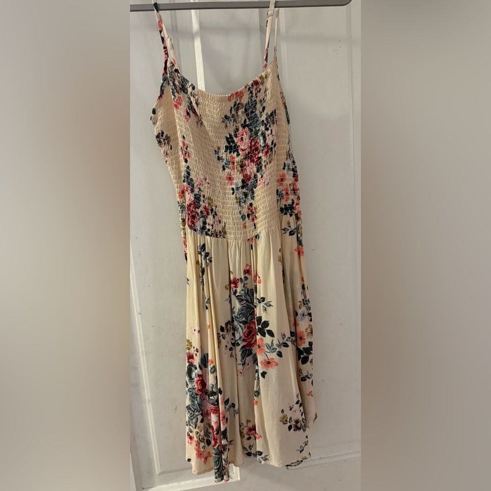 cream and floral dress